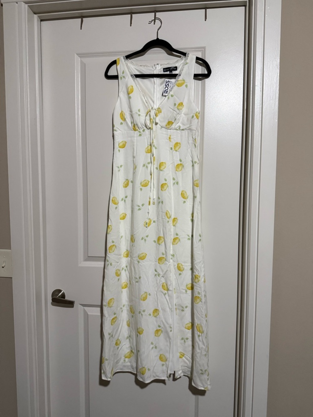 Crystal Doll White Maxi Dress with Yellow Lemon Print